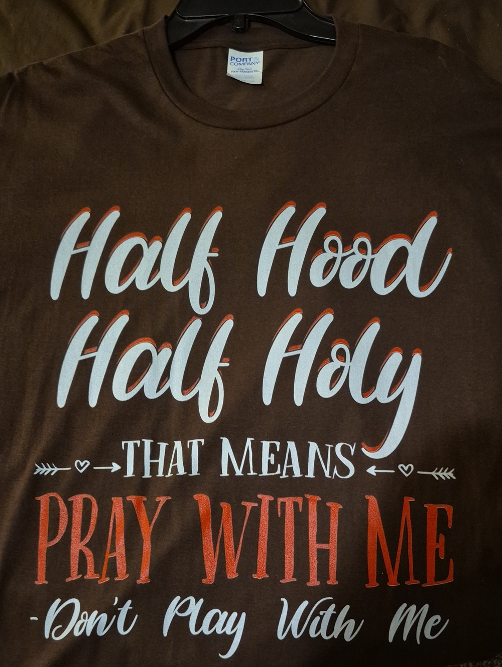 Half Hood Half Holy Pray With Me Brown Graphic Tee